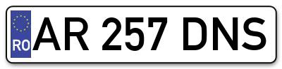 Placuta inmatriculare numar auto  AR-257-DNS, AR 257 DNS, AR257DNS