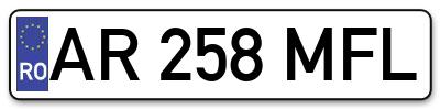 Placuta inmatriculare numar auto  AR-258-MFL, AR 258 MFL, AR258MFL