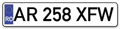 Placuta inmatriculare numar auto  AR-258-XFW, AR 258 XFW, AR258XFW