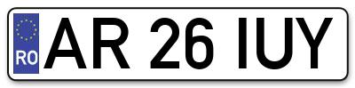 Placuta inmatriculare numar auto  AR-26-IUY, AR 26 IUY, AR26IUY