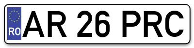 Placuta inmatriculare numar auto  AR-26-PRC, AR 26 PRC, AR26PRC