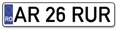 Placuta inmatriculare numar auto  AR-26-RUR, AR 26 RUR, AR26RUR