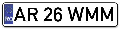 Placuta inmatriculare numar auto  AR-26-WMM, AR 26 WMM, AR26WMM