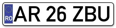 Placuta inmatriculare numar auto  AR-26-ZBU, AR 26 ZBU, AR26ZBU