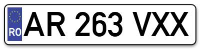 Placuta inmatriculare numar auto  AR-263-VXX, AR 263 VXX, AR263VXX