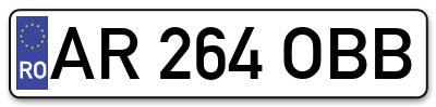 Placuta inmatriculare numar auto  AR-264-OBB, AR 264 OBB, AR264OBB