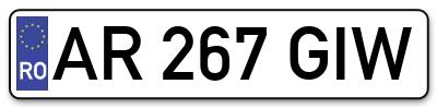Placuta inmatriculare numar auto  AR-267-GIW, AR 267 GIW, AR267GIW