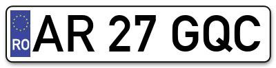 Placuta inmatriculare numar auto  AR-27-GQC, AR 27 GQC, AR27GQC