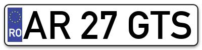 Placuta inmatriculare numar auto  AR-27-GTS, AR 27 GTS, AR27GTS
