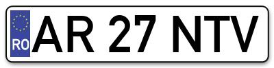 Placuta inmatriculare numar auto  AR-27-NTV, AR 27 NTV, AR27NTV