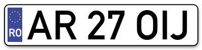 Placuta inmatriculare numar auto  AR-27-OIJ, AR 27 OIJ, AR27OIJ