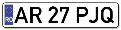 Placuta inmatriculare numar auto  AR-27-PJQ, AR 27 PJQ, AR27PJQ