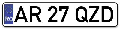 Placuta inmatriculare numar auto  AR-27-QZD, AR 27 QZD, AR27QZD