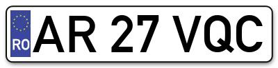 Placuta inmatriculare numar auto  AR-27-VQC, AR 27 VQC, AR27VQC