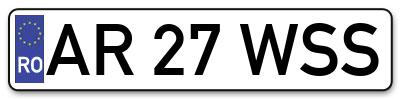 Placuta inmatriculare numar auto  AR-27-WSS, AR 27 WSS, AR27WSS