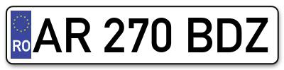 Placuta inmatriculare numar auto  AR-270-BDZ, AR 270 BDZ, AR270BDZ