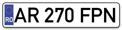 Placuta inmatriculare numar auto  AR-270-FPN, AR 270 FPN, AR270FPN