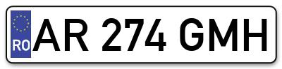 Placuta inmatriculare numar auto  AR-274-GMH, AR 274 GMH, AR274GMH
