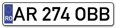 Placuta inmatriculare numar auto  AR-274-OBB, AR 274 OBB, AR274OBB