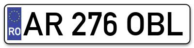 Placuta inmatriculare numar auto  AR-276-OBL, AR 276 OBL, AR276OBL