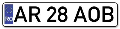 Placuta inmatriculare numar auto  AR-28-AOB, AR 28 AOB, AR28AOB