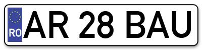 Placuta inmatriculare numar auto  AR-28-BAU, AR 28 BAU, AR28BAU