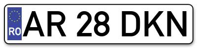 Placuta inmatriculare numar auto  AR-28-DKN, AR 28 DKN, AR28DKN