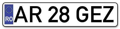 Placuta inmatriculare numar auto  AR-28-GEZ, AR 28 GEZ, AR28GEZ