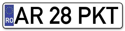 Placuta inmatriculare numar auto  AR-28-PKT, AR 28 PKT, AR28PKT
