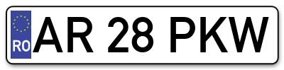 Placuta inmatriculare numar auto  AR-28-PKW, AR 28 PKW, AR28PKW