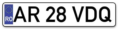 Placuta inmatriculare numar auto  AR-28-VDQ, AR 28 VDQ, AR28VDQ