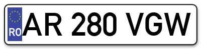 Placuta inmatriculare numar auto  AR-280-VGW, AR 280 VGW, AR280VGW