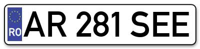 Placuta inmatriculare numar auto  AR-281-SEE, AR 281 SEE, AR281SEE