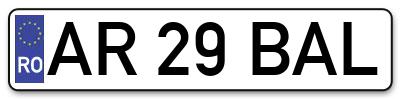 Placuta inmatriculare numar auto  AR-29-BAL, AR 29 BAL, AR29BAL