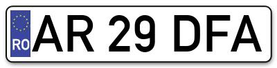 Placuta inmatriculare numar auto  AR-29-DFA, AR 29 DFA, AR29DFA