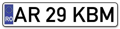 Placuta inmatriculare numar auto  AR-29-KBM, AR 29 KBM, AR29KBM