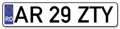 Placuta inmatriculare numar auto  AR-29-ZTY, AR 29 ZTY, AR29ZTY
