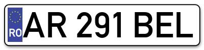 Placuta inmatriculare numar auto  AR-291-BEL, AR 291 BEL, AR291BEL