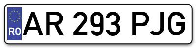 Placuta inmatriculare numar auto  AR-293-PJG, AR 293 PJG, AR293PJG