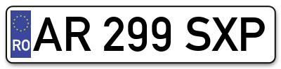 Placuta inmatriculare numar auto  AR-299-SXP, AR 299 SXP, AR299SXP
