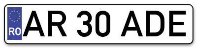 Placuta inmatriculare numar auto  AR-30-ADE, AR 30 ADE, AR30ADE