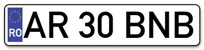 Placuta inmatriculare numar auto  AR-30-BNB, AR 30 BNB, AR30BNB