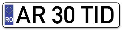 Placuta inmatriculare numar auto  AR-30-TID, AR 30 TID, AR30TID