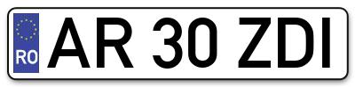 Placuta inmatriculare numar auto  AR-30-ZDI, AR 30 ZDI, AR30ZDI