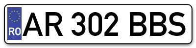 Placuta inmatriculare numar auto  AR-302-BBS, AR 302 BBS, AR302BBS
