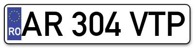 Placuta inmatriculare numar auto  AR-304-VTP, AR 304 VTP, AR304VTP