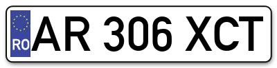 Placuta inmatriculare numar auto  AR-306-XCT, AR 306 XCT, AR306XCT
