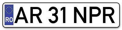 Placuta inmatriculare numar auto  AR-31-NPR, AR 31 NPR, AR31NPR