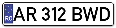 Placuta inmatriculare numar auto  AR-312-BWD, AR 312 BWD, AR312BWD