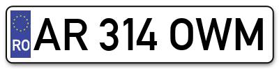 Placuta inmatriculare numar auto  AR-314-OWM, AR 314 OWM, AR314OWM